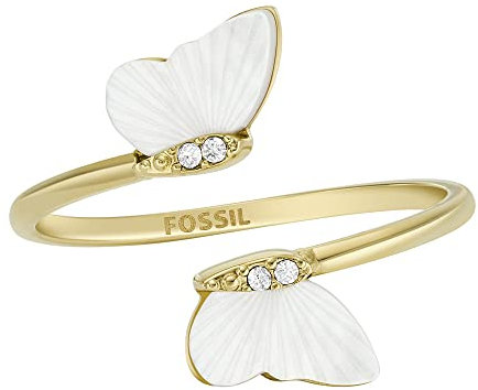 Fossil Damen Ringe aus Edelstahl offen, 5.5, Ernte-Gold