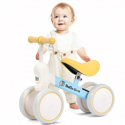 Hello-5ive Baby Balance Bike No Pedal Toddler Indoor Outdoor Kids Balance Bike for 1,2,3 Year Old Boys Girls Kids Toddlers First Bike, Best Gift (yellow&blue)