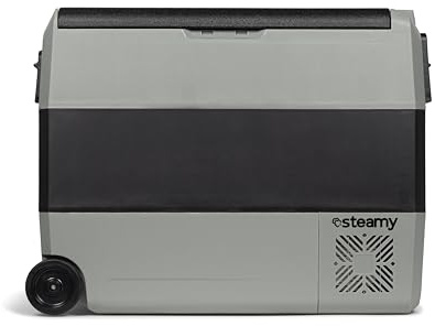 Steamy -E Dual Zone 60 rullskridskor, elektrisk kompressorkylare med hjul, 56 liter, 12 V/230 V, för frysning och kylning från -20 till +20, perfekt för camping
