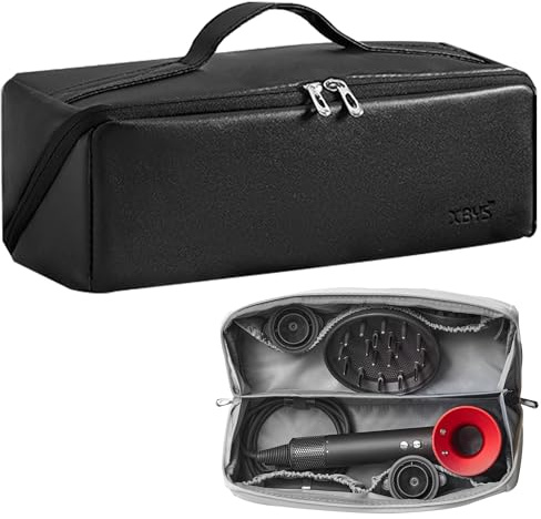 Veki Borsa da Viaggio Portatile in Pelle PU Compatibile con Dyson Airwrap Styler e Shark, Borsa Impermeabile per Asciugacapelli, Custodia da Viaggio per Dyson Supersonic Capelli e Accessori (Nero)