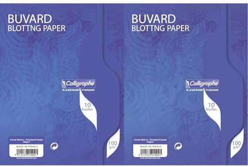 Clairefontaine 1002C - Packung mit 10 Blatt Löschpapier Calligraphe, 16x21 cm, 100g, ideal für die Schule und Kalligraphie, Weiß, 1 Pack (Packung mit 2)