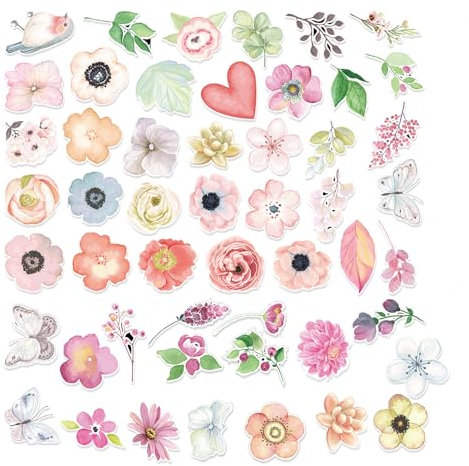 100 Stück Pflanzen Sticker Blumen Scrapbooking Aufkleber Blumen Kinder Blumenaufkleber Selbstkleben Blumensticker Journal Sticker Pflanzenaufkleber Bunte Dekorative für Fotoalbum Sammelalbum Laptop