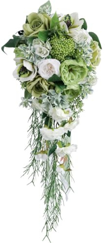 Salvia gröna brudbuketter 9 Ih kaskad konstgjorda rosor och pioner bröllopsbuketter för bruden fantastiska blommor för ceremoni och fest