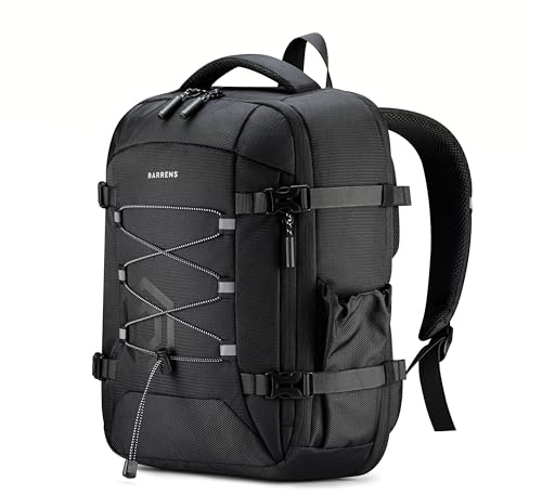 BARRENS Handbagage ryggsäck 40 x 30 x 20 cm – vattentät reseryggsäck för Wizzair, Eurowings – 23 L kabinbagage med laptopfack, Svart, 23