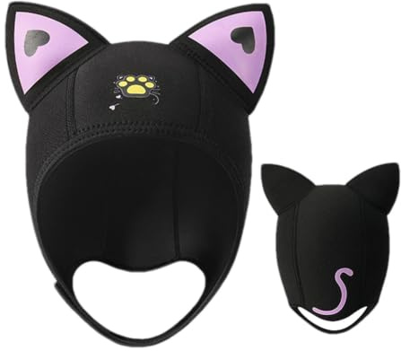 Dive Hood with Cat Ears – 3mm Neoprene Diving Hat for Women and Children, Fun and Functional Cat Ears Design, Perfect for Snorkeling, Water Sports, and Diving, Comfortable and Durable, Lig