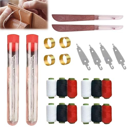74Pcs Stainless Steel Sewing Needles Set, Hand Sewing Needles Tool Set, Big Eye Hand Needle and Thread Set with Scissors & Safety Pins, Compact Sewing Tools for Home, Emergency Repairs & Travel