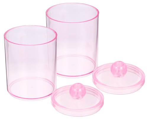 TOYANDONA Dispensador Transparente de 2 Piezas para Discos de Algodón Tapa Sellada Organizador Compacto para Maquillaje y Baño Caja de Almacenamiento Anti Polvo Color Rosa