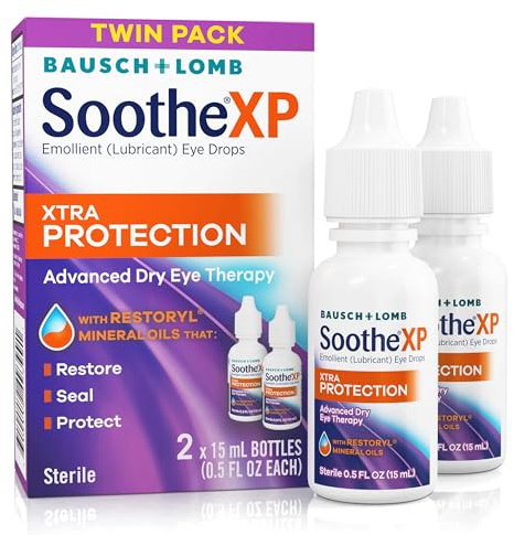 Soothe XP Eye Drops for Dry Eye Symptoms, Xtra Protection Lubricating Eye Drops, Restores Moisture, Relieves Irritation and Protects Against Tear Loss, Advanced Dry Eye Therapy, 0.5 Fl Oz (Pack of 2)