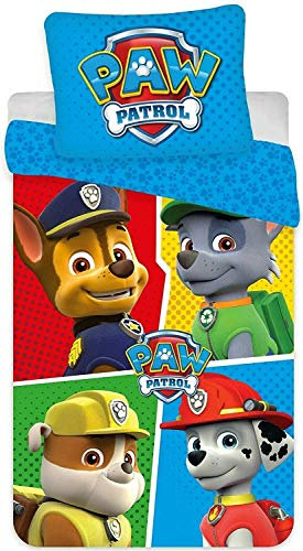 Paw Patrol Children's Bed Linen 2-Piece Set Duvet Cover 100 x 135 cm + Pillowcase 40 x 60 cm 100% Cotton Oeko-Tex Cot/Toddler Size