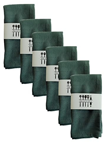 Juego de 6 servilletas de tela, servilletas de lino, tela de algodón 100% lino natural, decoración de mesa, cocina, mesa de comedor, cena, café, restaurante, 40 x 40 cm, comidas familiares, bodas