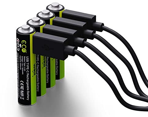 VERICO LoopEnergy AAA 900, wiederaufladbare USB-C Batterie AAA 1,5V 900mWh (600mAh) Li-Ion, Schnellladung via USB-C Anschluss in ca. 2 Stunden (4X AAA)