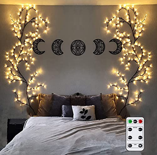 GOESWELL Willow Vine Twig Wall Lights: 7.5TF 144 LED Willow Branches Tree Light with Remote Control - Twig Lights Mains Powered Willow Vines for Bedroom Living Room Christmas Home Decor