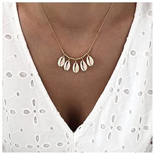 Cimenexe Collier Pendentif Coquillage Bohème Collier Pendentif Cauris Collier Ras De Cou Chaîne De Perles Or Collier De Coquillages Réglable Bijoux Pour Femmes Et Filles Cadeaux