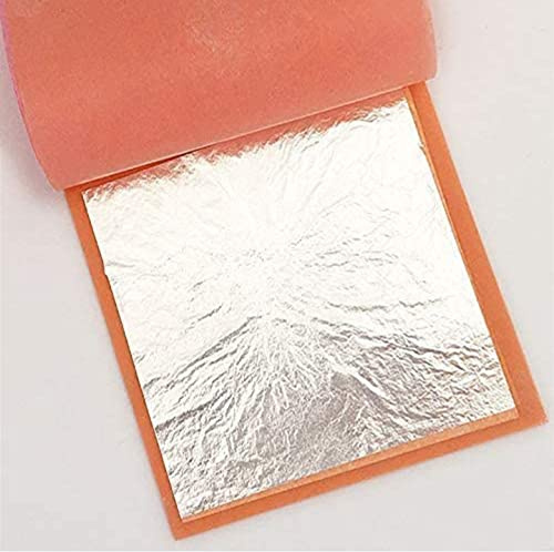 Gold Leaf Company 99.9% Pure Silver Leaf Varakh Foils, 50pcs 3X 5 Inch, Metal Sheet Decorative Foils, Silver 50 Sheets