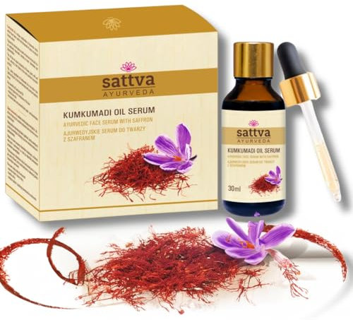 Sattva Ayurveda Kumkumadi Öl Serum mit Safran – Ayurvedisches Anti-Aging Gesichtsöl gegen Pigmentflecken & für Strahlende Haut – Face Serum Oil 30 ml