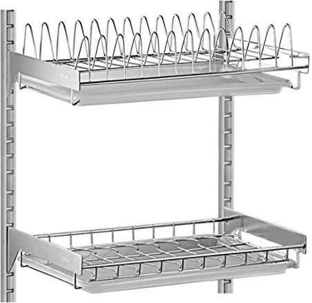 Dish Drainer Rack Wall Mounted Dish Rack Stainless Steel Wall Hanging Bowl Plate Drain Shelf Kitchen Storage Organizer Dish Drying Rack Organizer Shelf Utensil Holder ( Color : A , Size : 2 Tiers )