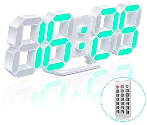 EDUP HOME 3D LED Digital Wall Clock Desk Alarm Clock 7 Colors with Remote Control, 25CM Digital LED Electronic Clocks, Snooze Model, Temperature, Night Light Auto/Custom Brightness