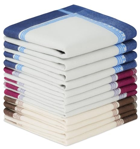 AYBUY Fazzoletto da Uomo 40 x 40 cm, 12 Pezzi di Cotone Con 3 Colori, Stoffa per Matrimonio, Business (05#Modello B)