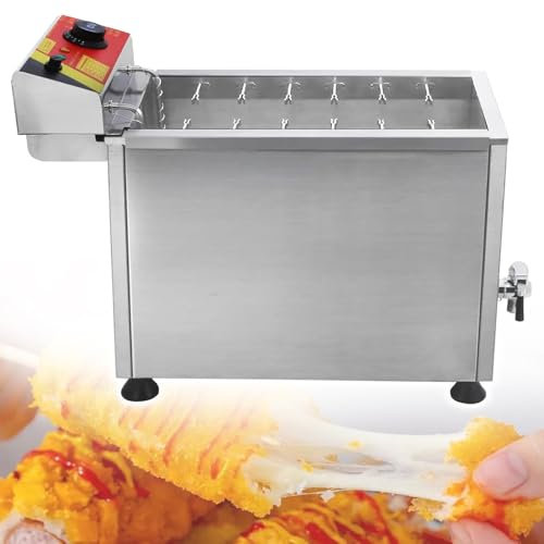 Eastnmythet Freidora automática Comercial para Perros de maíz de Gran Capacidad con 12 Ganchos, máquina para Hacer Salchichas y Queso con encimera