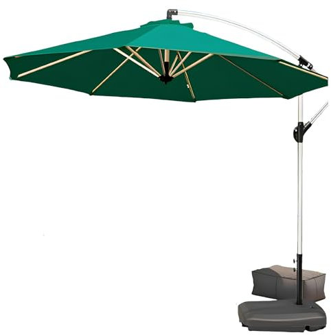 XUQQU White/Verde/Rojo/Caqui Parasol Excentrico, Inclinación Ajustable, Manivela, Sombrilla Voladiza para Terraza, Sombrilla De Playa, Sombrilla De Jardín(Green,3.0m/9.84ft)