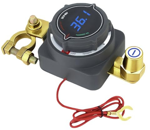 AULESSE Stacca Batteria 300A Interruttore a Batteria con Voltmetro Interruttore di Separazione Della Batteria 12V 24V 36V 48V Cut Off Interruttore per Auto Camion Barche Yacht Camper ATV