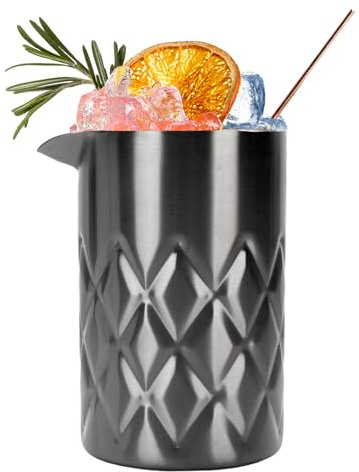 Mumusuki 540 Ml Cocktailblandningsglas, Dubbelväggiga Rostfritt Stål Cocktail Omrörande Glas Bar Blandningsglas för Hemmabar, Cocktailpartier, Värd Tillfällen, Gåvor (Pläterad svart)
