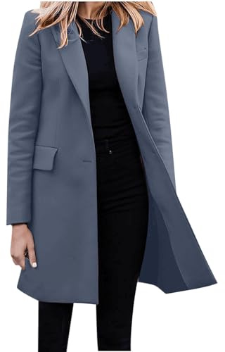 Cocila Veste Femme Automne/Hiver DéContractéE à Manches Longues Manteau Long De Costume Boutonnage Doudou (Light Blue XL) Blouson Femme Mi Saison Noir en Cuir Jean BrodéE Blazer Jeans VêTements