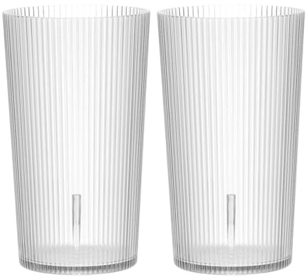 QUARKZMAN Bicchieri Da Bere In Plastica Trasparente Riutilizzabili, Set Di Bicchieri Da Bere Con Coste 11.8oz Bicchiere D'Acqua In Plastica Infrangibile Impilabile (Trasparente, 2Pezzi)