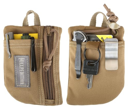 MAXPEDITION Platy Front Pocket Organizer, Durable EDC Tool Pouch for Men, Neck Wallet with Paracord Lanyard, Holds Flashlight, Multitool, Pen, Notebook (Khaki, 3.5 x 5)