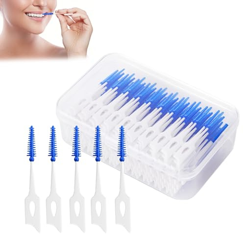 200Pcs Silicone Interdental Brushes Portable Dual-Use Silicone Dental Picks Dental Brushes Floss Picks Tooth Pick Brushes Teeth Brush Picks for Braces Oral Cleaning Maintain Oral Health