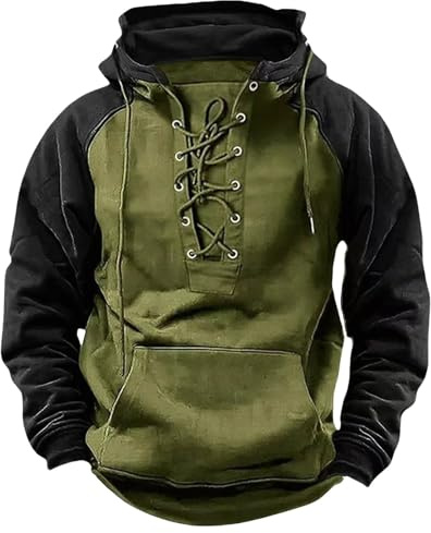 Huvtröja herr, huvtröja herr, fritid tröja med huva lätt sweatshirt vintage arbetströja bekväm huvtröja mode taktisk skjorta viking kläder medeltida skjorta casual tröja