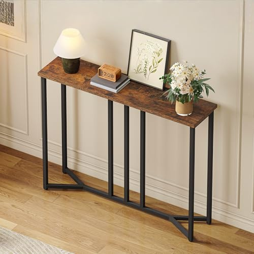 YITAHOME Console Table, 80cm Slim Behind Sofa Table, Rustic Brown | Narrow Hallway Table for Living Room, Entryway Side Tables, Small Space Multi-Use Hallway Furniture