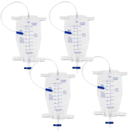 PHYNDR 4 Piezas de Bolsa de Drenaje Urinario,Bolsa de Recogida de Orina para Hombres y Mujeres,Dispositivo de Estabilización Ajustable, 750 ml