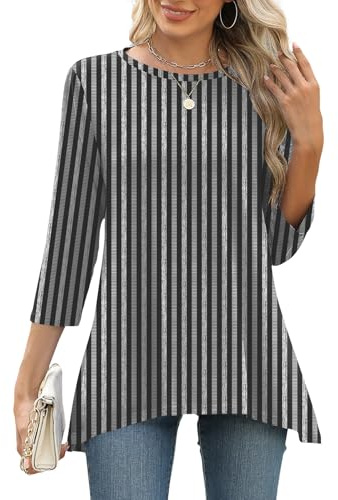 EFFAN Womens Tops 3/4 Sleeve Crew Neck T Shirts Clothing Summer Fall Blouse | Womens Tops 3/4 Sleeve Crew Neck T Shirts Clothing 2026 Summer Fall Tunic Blouse Irregular Hem Outfits Tshirt