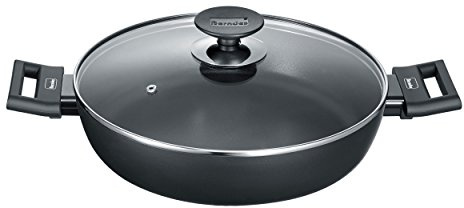 Berndes Alu Induction Servierpfanne 28 cm cacerola con tapa, 3,5 litros, aluminio forjado, negro
