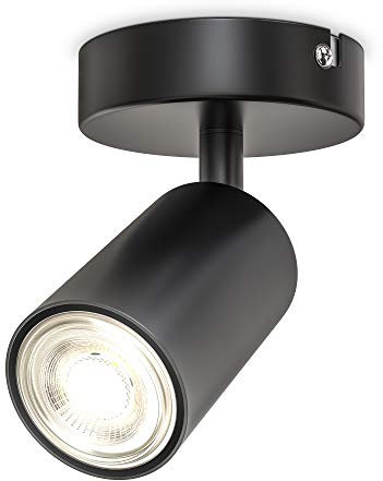 B.K.Licht - Wandleuchte Innen, schwenkbar, GU10 Fassung, max. 9 Watt, Wandlampe innen, Wandstrahler, Wandlicht, Wandbeleuchtung, Schlafzimmer, Flurlampe, Wall Light, 9x9 cm, Schwarz