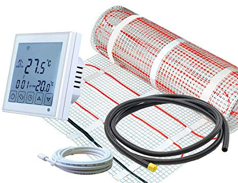 ew direkt Komplett-Set elektrische Fußbodenheizung SunPro 160 für Fliesen, Naturstein mit Thermostat RT-60 Wlan (4 m² - 0,5 x 8 m)