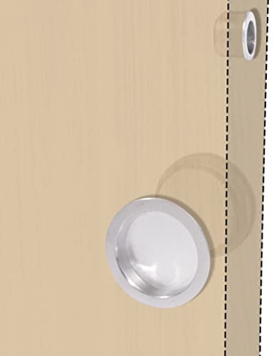 BricoShopping® set MANIGLIE per PORTA interna in legno A SCOMPARSA SCORREVOLE KIT senza SERRATURA ad INCASSO e nottolino cieca rotonda bocchetta acciaio (Tondo S/Serratura, Cromo Satinato)