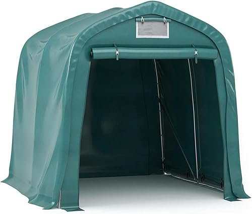 KOIECETA Garagenzelt Wasserfest Zeltgarage Weidezelt Foliengarage Zelt Lagerzelt Auto Motorrad Schutz Unterstand Lagerung PVC Dunkelgrün (2,4 x 3,6 m)