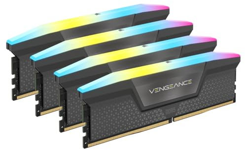 Corsair VENGEANCE RGB DDR5 64GB (4x16GB) DDR5 5600MHz CL36 AMD EXPO Intel XMP iCUE Kompatibler Computerspeicher - Grau (CMH64GX5M4B5600Z36)
