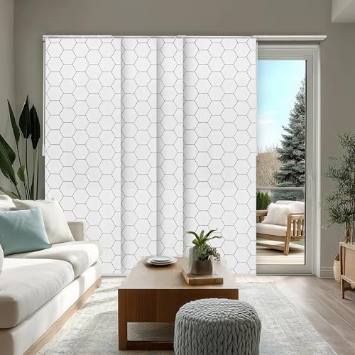 CHICOLOGY Sliding Door Blinds, Blinds for Sliding Glass Doors, Sliding Glass Door Blinds, Vertical Blinds for Patio Doors, Room Divider, Hexagon, W:46-86 x H: 0-96 inch