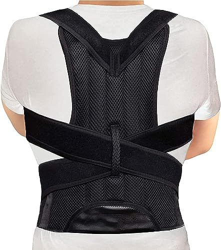 WONFAST Posture Corrector for Women and Men, Adjustable Back Straightener Posture Corrector,Upper Lower Back Brace Support Belt for Men Women Body Neck Shoulder Trainer (XXXL, Black)