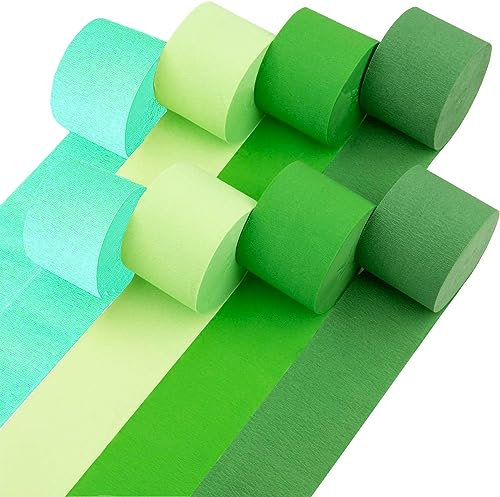 qingmeng 8 Rollen Krepppapier Grün, 200mx 4.5cm Kreppbänder Grün Luftschlangen Grün Rollen Crêpepapier Streamers for Party Feier Dekoration