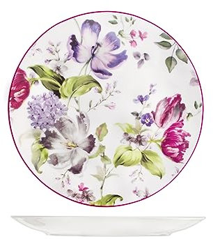 H&H Set 12 Piatti Piani Madam In Porcellana Cm 27