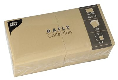 PAPSTAR, 150 Servietten DAILY Collection 1/4-Falz 24 cm x 24 cm sand