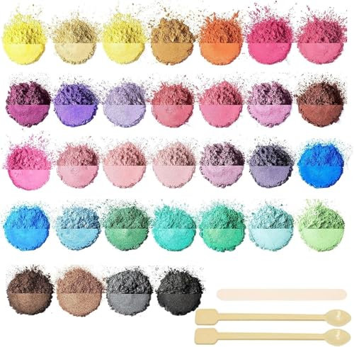 Altaroo 32 Epoxidharz Farbe 3g, Mica Powder, Kerzen Selber Machen Set, Farbpigmente für Gießpulver, Badebomben Selber Machen