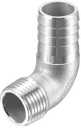 QUARKZMAN Raccord Coudé en Acier Inoxydable 304 Pour Tuyau Barbelé, 20mm Barbelé x G1/2 Mâle Adaptateur de Connexion Pour Eau Carburant Air
