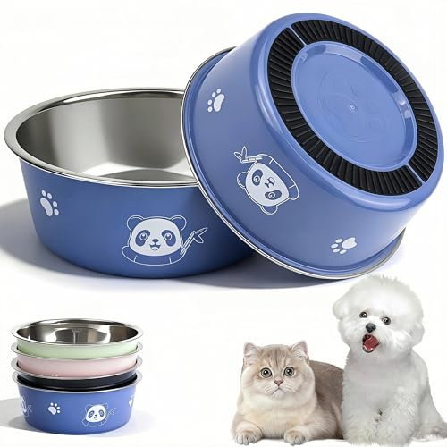 4 Stück Edelstahl Katzennäpfe, 14 cm Futternapfkatze Set, Fressnäpfe Katze, rutschfeste Futterschüssel & Wassernapf Katze in 4 Farben, Robuste Schale für Nass- & Trockenfutter