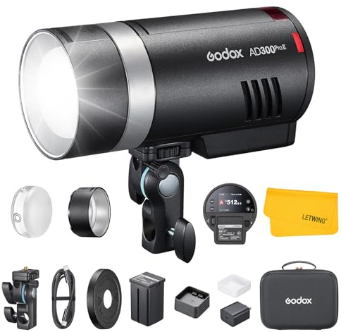GODOX AD300Pro II AD300 Pro II Flash per Esterno, 300Ws TTL HSS 1/8000s Flash Portatile Monoluce, Batteria 2600mAh, Tempo di Ricarica 0.01-1.5s, Sincronizzazione One Tap con Trigger X3