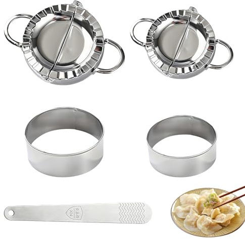 5Pcs Ravioli Dumpling Maker Set, Stainless Steel Dumpling Mould | Empanada Press for Dumpling Filling Spoon, Meatpie Dough Cutter for Ravioli Pastry Pierogi